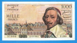 France 1000 Francs 1956 Sries 57900 Rare