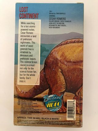 Lost Continent Rare & OOP Sci - Fi Movie Burbank Video Release VHS 5
