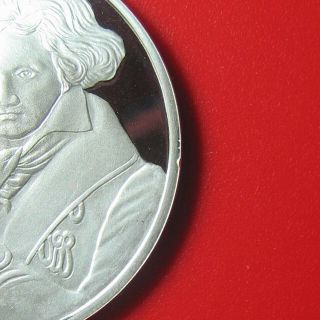1999 KOREA 250 WON.  48oz SILVER PROOF BEETHOVEN COMPOSER PIANIST RARE COIN 35mm 5