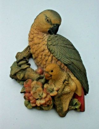 Vintage Retro Rare 1968 Discontinued 1969 Bossons Parrots & Chick Wall Hanger