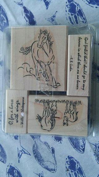 Set Of 4 " Brushstroke Horses " By Stampin Up Rare & Htf Love Of Horses Wm
