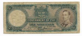 Fiji 5 Shillings 1950 George Vi Note Rare