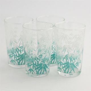 RARE VINTAGE KITCHENWARE LIBBEY GLASSWARE RETRO 50 ' s BAMBOO ENAMEL JUICE GLASSES 2