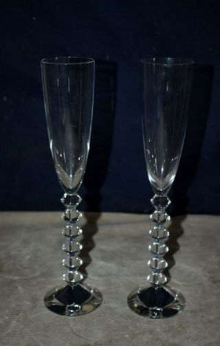 Rare Pair Baccarat 11 1/2 " Tall Vega Flutissimo Champagne Flutes