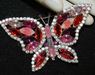 Dazzling Signed Kenneth Lane 3 1/2 Inch Butterfly Pin Rare And Outstanding - Look