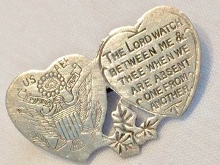 Rare Ww1 Us American Expeditionary Force Silver Mizpah Sweetheart Badge / Brooch