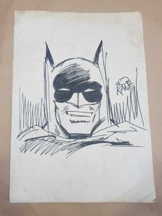 Bob Kane Drawing On Paper Signed And Stamped Rare