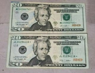 Series 2009 - 13 $20 Dollar Bill Federal Reserve Rare Star Notes.