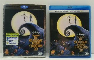 The Nightmare Before Christmas 3d Blu - Ray Dvd Movie W/ Lenticular Slipcover Rare