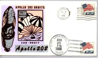Rare Flocked Apollo 203 Orbits Re - Entry,  Sub - Orbit Apollo 202 7/5/66 & 8/25/66