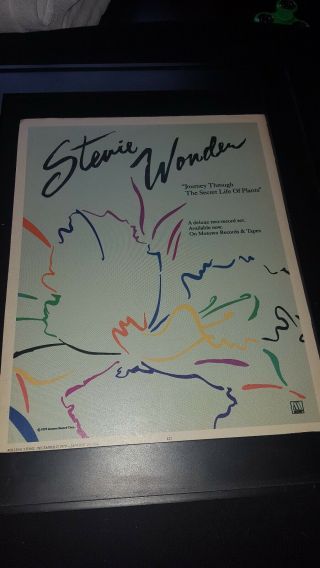 Stevie Wonder The Secret Life Of Plants Rare Promo Poster Ad Framed