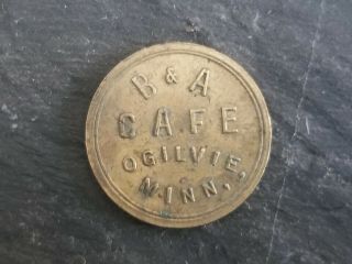 Rare Vintage B & A Cafe 5 Cent Trade Token Ogilvie,  Minnesota