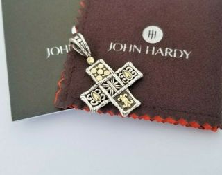 John Hardy Rare 18k Gold And Sterling Silver Bamboo Cross Pendant -