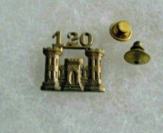 Rare Wwii 120th Eng Officer Brass Solid Back Early Piece