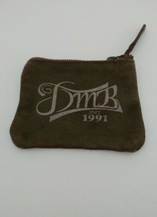 Dave Matthews Band Zipper Accessory Pouch W/leather Pull Rare Dark Green