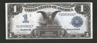 Rare Solid Y Block Tahee/ Burke Black Eagle $1 1899 Silver Certificate