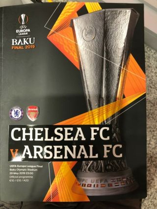 2019 Europa League Programme Chelsea V Arsenal Rare Tkt And Team Sheet