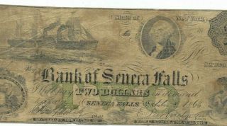 $2 " Bank Of Seneca Falls " (note) $2 " Bank Of Seneca Falls " (york) Rare