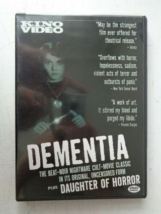Dementia Dvd Daughter Of Horror Kino Video Rare Beat - Noir Nightmare Cult Classic