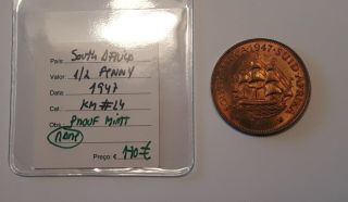 South Africa 1/2 Penny 1947 - Proof - Rare Type - Excelent Coin