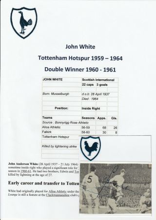 John White/maurice Norman Tottenham Hotspur Rare Orig Signed Newspaper Picture