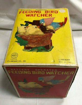 Toy 1950s Feeding Bird Watcher Tin Battery Toy By Line Mar Rare