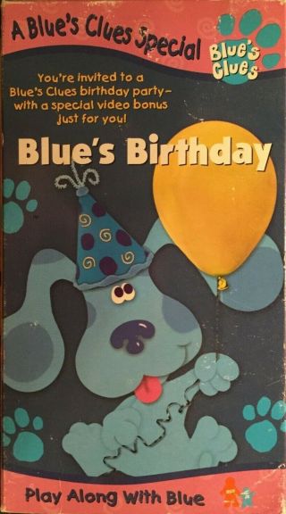 A Blues Clues Special Blues Birthday Play Along With Blue Vhs Tape Rare Cover