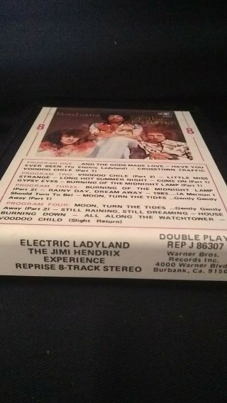 THE JIMI HENDRIX EXPERIENCE ELECTRIC LADYLAND 8 eight TRACK TAPE RARE WITH SLIP 4