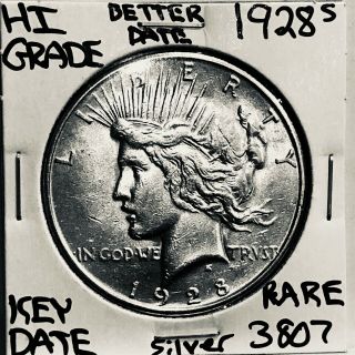 1928 S Peace Silver Dollar Hi Grade U.  S.  Rare Key Coin 3807