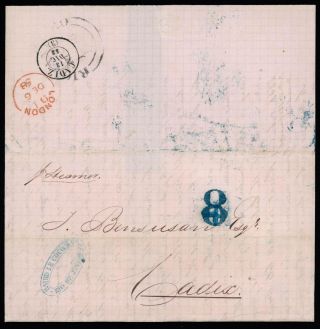 I895 Brazil Pre - Stamps 1858.  Rio Grande To Spain.  Rare Cover.
