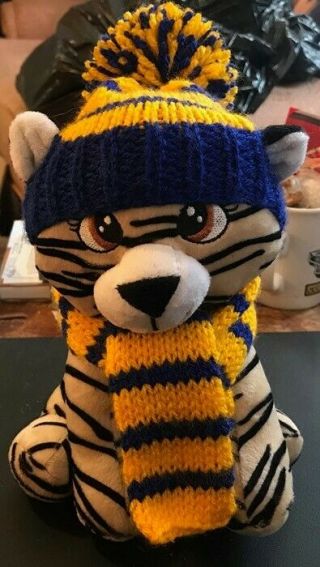 Sheffield Tigers - Speedway - Rare - Cuddley Teddy Tiger - With Hat And Scarf - 22 Cm Tall