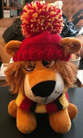 Leicester Lions - Speedway - Rare - Cuddley Teddy Lion - With Hat And Scarf - 22 Cm Tall