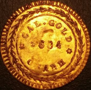 1884 Arms of California Gold 1/2.  Rare early die Eureka token/charm/exonumia/bar 2