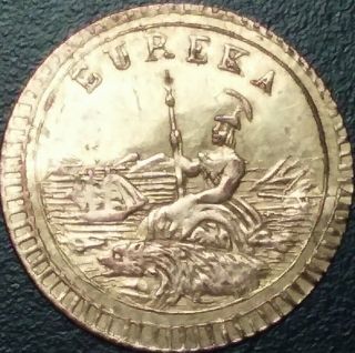 1884 Arms of California Gold 1/2.  Rare early die Eureka token/charm/exonumia/bar 6