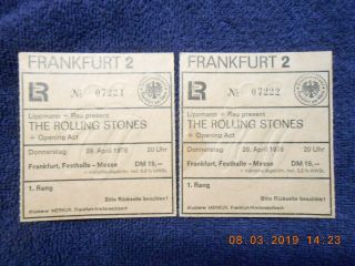 1976 Rare Rolling Stones Concert Ticket Stubs - Frankfurt Germany