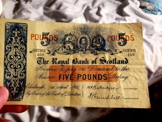 THE ROYAL BANK OF SCOTLAND 5 POUNDS 1961 RARE G27303 2