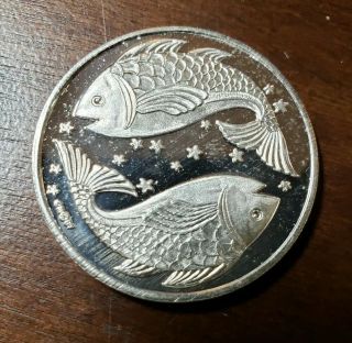 Very Rare Vintage 1/2 Oz Zodiac Sign 999 Fine Silver Coin Pisces