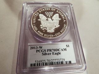 2013 W Proof Silver Eagle Pcgs Pr70 Dcam Rare Flag Mercanti Signed Label
