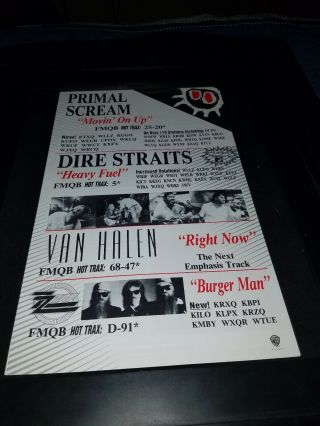 Dire Straits/van Halen/zz Top Rare Radio Promo Poster Ad Framed