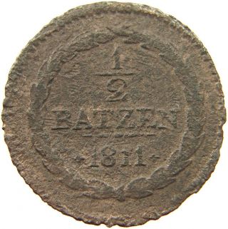 Switzerland 1/2 Batzen 1811 Unterwalden Rare T70 839