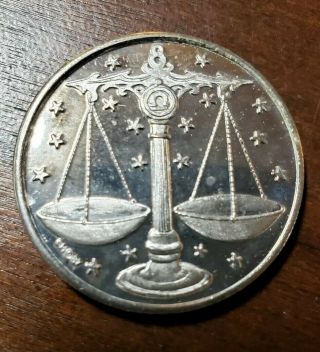 Very Rare Vintage 1/2 Oz Zodiac Sign 999 Fine Silver Coin Libra