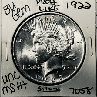 1922 P Bu Gem Peace Silver Dollar Unc Ms,  U.  S.  Rare Coin 7058