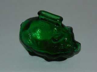 Rare Small Forest Green Glass Anchor Hocking Pig Still Piggy Bank
