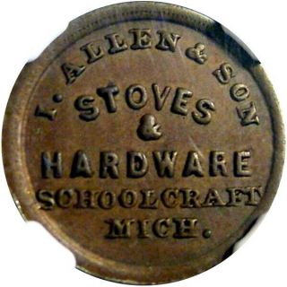 1863 Schoolcraft Michigan Civil War Token Allen & Son Rare Town R7 Ngc