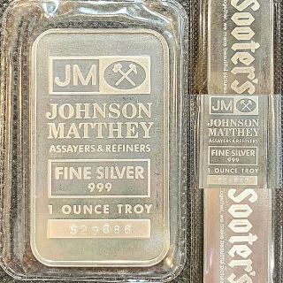 (2) Johnson Matthey Ultra Rare 1 Oz.  999 Silver - Sooters Bar - 2 Consecutive Jm