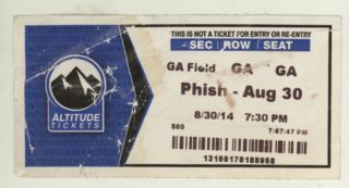 Rare Phish 8/30/14 Commerce City Co Ticket Stub Denver