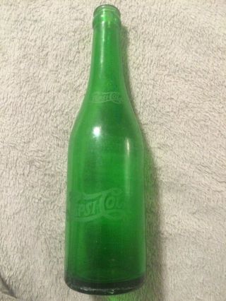 Vintage Pepsi:cola Dark Green Soda Bottle With Double Dot Etched @rare@