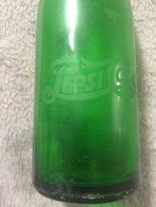 VINTAGE PEPSI:COLA DARK GREEN SODA BOTTLE WITH DOUBLE DOT ETCHED @RARE@ 3