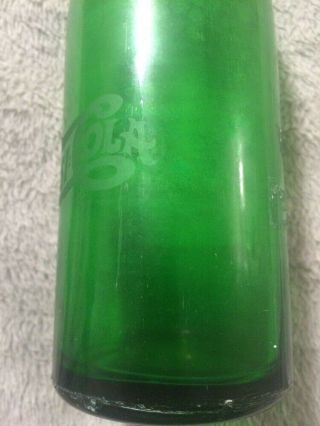 VINTAGE PEPSI:COLA DARK GREEN SODA BOTTLE WITH DOUBLE DOT ETCHED @RARE@ 5