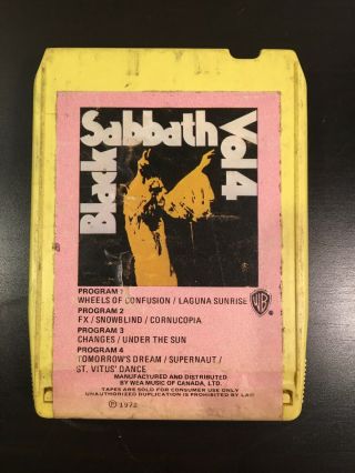 Black Sabbath Vol 4 Rare Canada 8 Track.  Yellow
